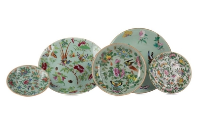 FOUR CHINESE 19TH CENTURY CELADON PLATES