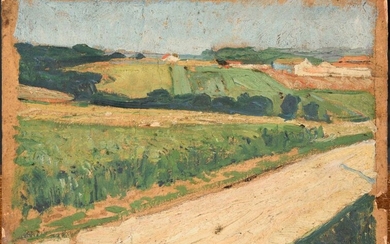 FRENCH SCHOOL, LATE 19th CENTURY Country landscape Oil on cardboard...