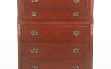 Federal Style Mahogany Chest-on-Chest Dresser, Mid-20th Century