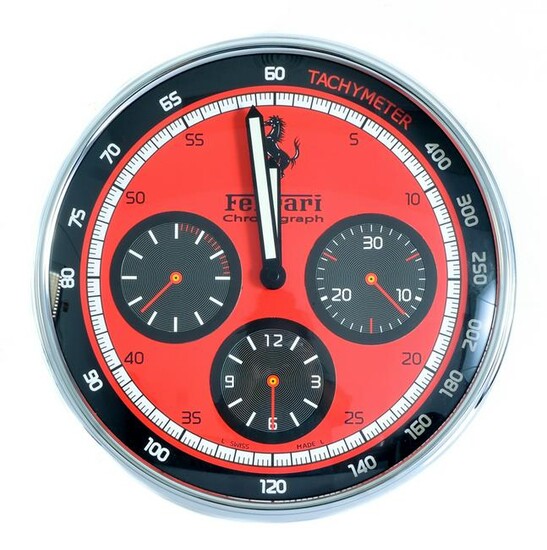 Ferrari Dealer Chronograph Tachymeter Wall Clock
