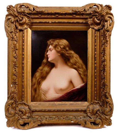 Fine quality late 19th century Berlin KPM painted porcelain plaque, depicting Venus, signed R. Dittrich lower right, the back with beehive mark and title, the plaque approx 27cm x 22cm