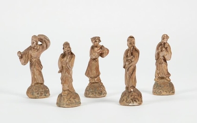 Five Chinese Tang style terracotta figures