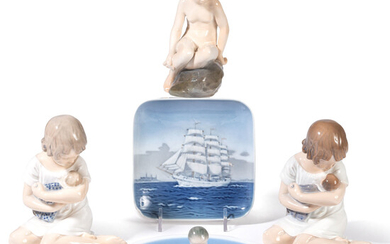 Five Royal Copenhagen Porcelain Figures and Dishes