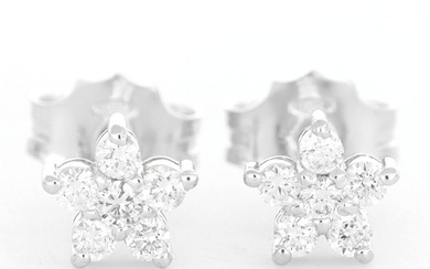 18 kt. White gold - Earrings - 0.22 ct Diamond - Diamonds