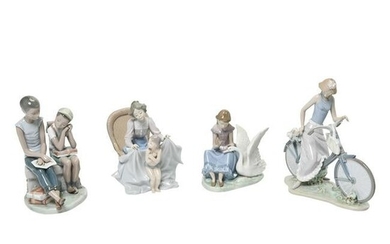 Four Lladro Figures, Three with Original Boxes.