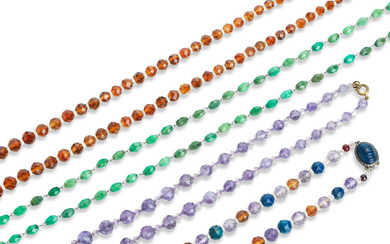 Four quartz bead necklaces (4)