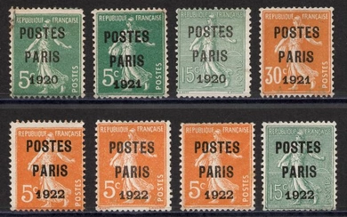 France 1920/1922 - Lot of pre-cancelled between n°24 and n°31, used, signed Calves 1st choice. Very nice. - Yvert