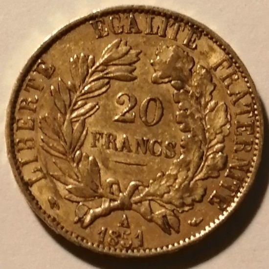 France - 20 Francs 1851-A Cérès - Gold