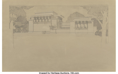 Frank Lloyd Wright (1867-1959), Unity Temple and Unity House, Oak Park, Plate LXIIIa from Wasmuth Portfolio (1910)