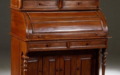 French Carved Mahogany Cylinder Desk, early 20th c.
