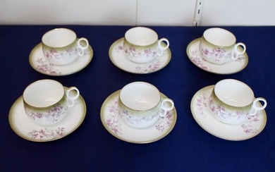 French Limoges Elite Works Tea Service Cup and Saucers