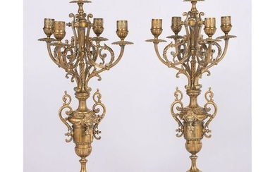 French Marble and Brass Candelabra