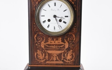 French Marquetry-Inlaid Rosewood* Mantle Clock.
