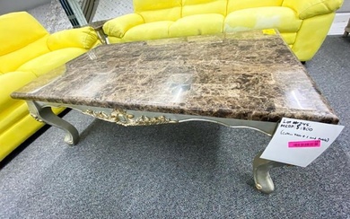 French style marble top coffee table with one end table