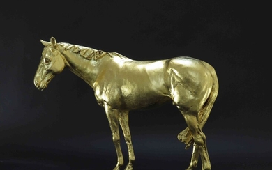 Frippy Jameson (British, B.1978) "Racehorse in Gold II", 24 Carat European gold leaf bronze