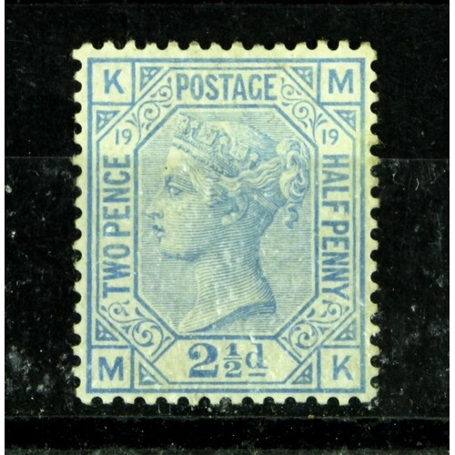 GB - QV surface printed 1873/80 two halfpence blue, Plate 19...