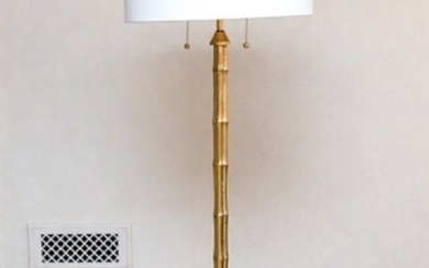 GILT METAL FAUX BAMBOO CURLED LEG FLOOR LAMP