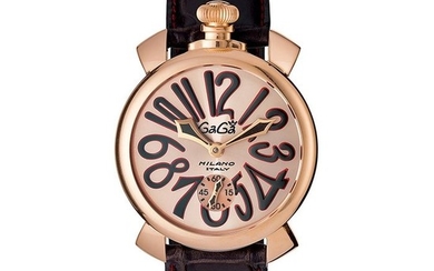 GaGà Milano - Mechanical Manuale 48MM Brown Rose Gold Brown Leather strap Swiss Made - 5011.11S - Men - Brand New
