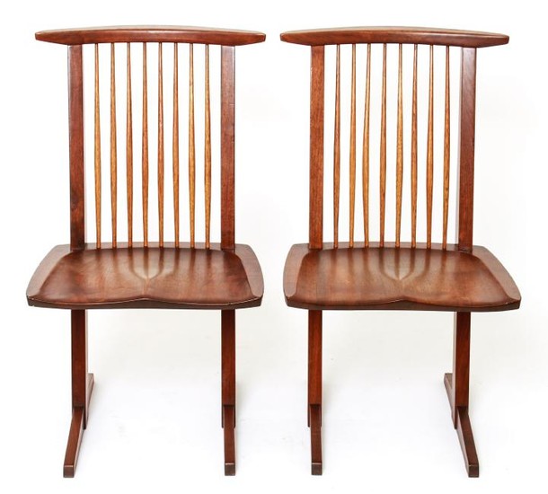 George Nakashima 'Conoid' Walnut Chairs, Pair
