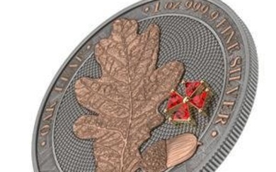 Germania. 5 Mark 2019 "Oak leaf Red crystal cross" Numbered, 1 Oz (.999)