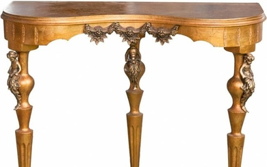 Gilded Wood Dore Bronze Console Table