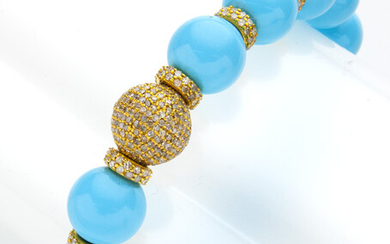Gold, turquoise and diamond bracelet