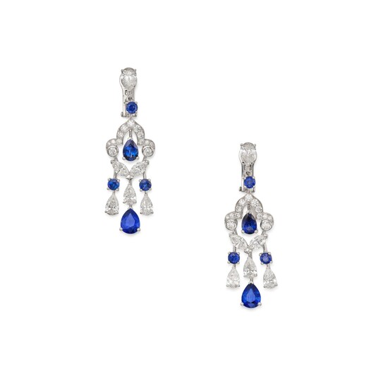 Graff Pair of Sapphire and Diamond Earclips