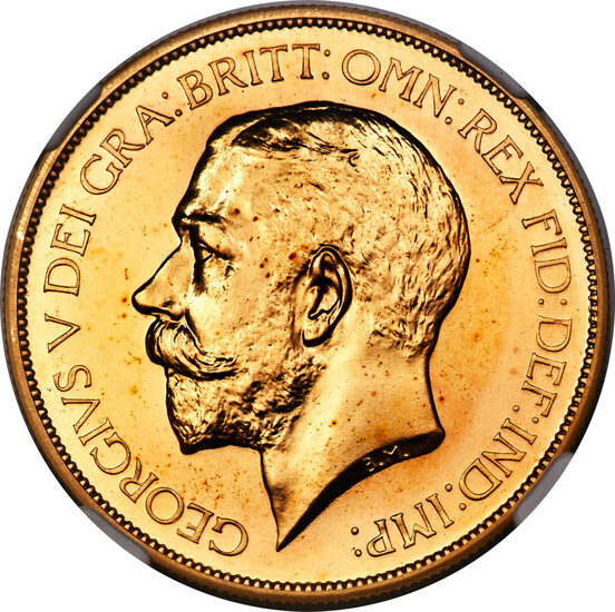 Great Britain: , George V gold Proof 5 Pounds 1911 PR66 NGC,...