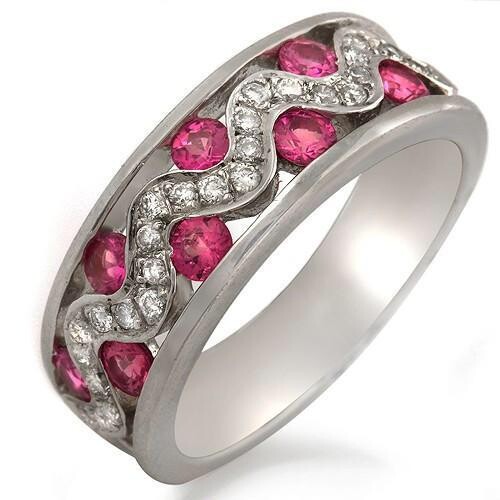 Great Round-Cut Pink Sapphire And Pave Diamond Ring