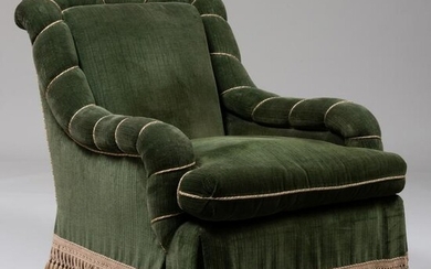 Green Velvet Upholstered Armchair