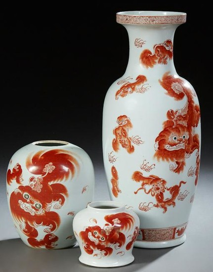 Group of Three Chinese Porcelain Baluster Pieces, 20th