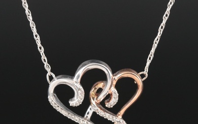 Hallmark Sterling Diamond Double Heart Necklace