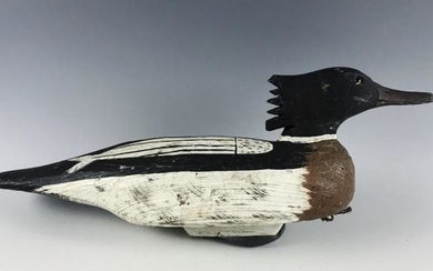 Hand Carved, Painted Red Breasted Merganser Decoy