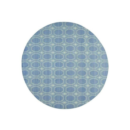 Hand-Woven Flat Weave Reversible Durie Kilim Round