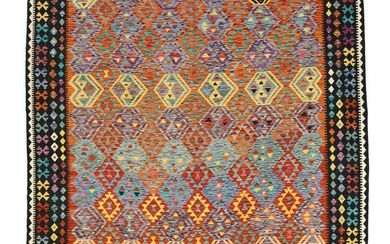 Hand-Woven Tribal Geometric Reversible 10X13 Oriental Rug Boho Wool Kilim Carpet