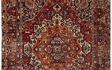 Hand-knotted Bakhtiar Red Wool Rug 9'11" x 12'2"