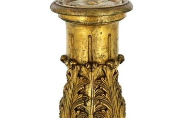 Handmade golden carved column - Soft wood - 19th century