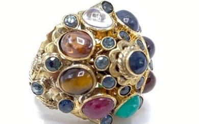 Harem Ring 14k Gold with Gemstones
