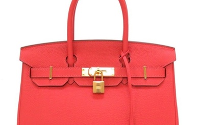 Hermes Birkin 30 Togo Rouge Pivoine #R stamp handbag bag red 0156 HERMES