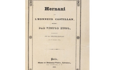 Hernani. Mame et Delaunay-Vallée, 1830. Édition originale. In-8 (demi-veau rouge de Huser)., Hugo, Victor