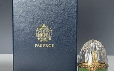 IMPERIAL FABERGE LIMOGE PORCELAIN & GILT GOLFER EGG