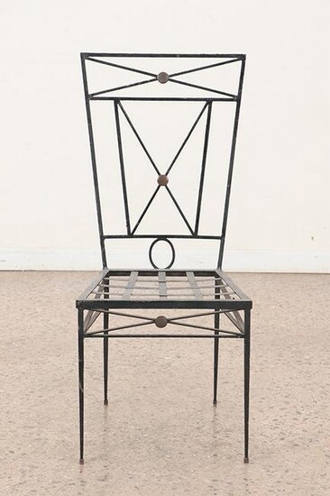 IRON AND BRASS CHAIR ATTRIBUTED TO COMTE