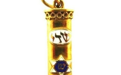 ISRAEL HEBREW 10k Yellow Gold & Enamel Charm Vintage