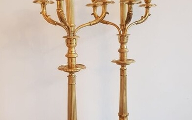 In the manner of Pierre Philippe Thomire - A pair of Empire candelabra - Empire - Gilded bronze - 19th century