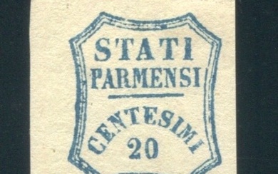 Italian Ancient States - Parma 1859 - Parma 20 cents. new light blue with sheet margin - sassone 15