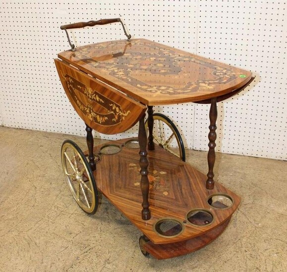 Italian rosewood inlay drop side serving cart