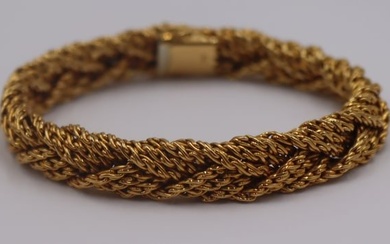 JEWELRY. Italian 18kt Gold Braided Bracelet.