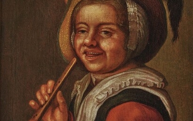 Jan Miense Molenaerc. 1610 Haarlem - 1668 ibid. d'après Fille à la flûte Huile sur...