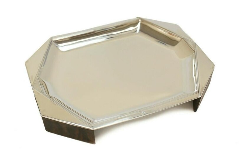 Jean Puiforcat 950 Silver & Wooden Art Deco Footed Tray