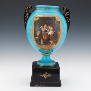 Jeweled Turquoise Porcelain Vase